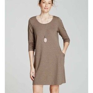 J. Jill Taupe Brown Scoop-Neck Knit Shift Dress